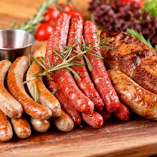 Oktoberfestmeny - Pølsebord med marinert svinenakke